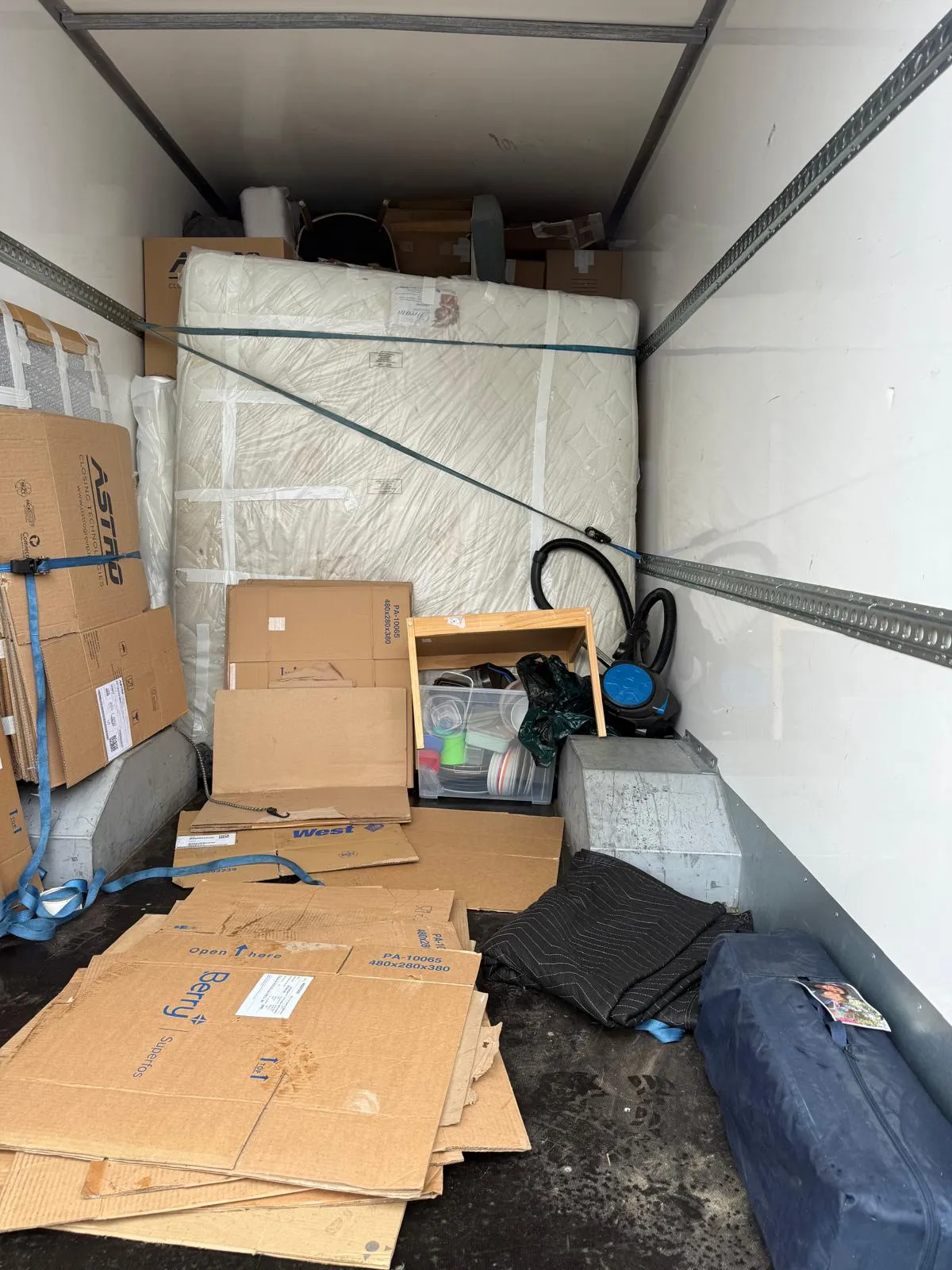 Loaded removal van on a motorway journey